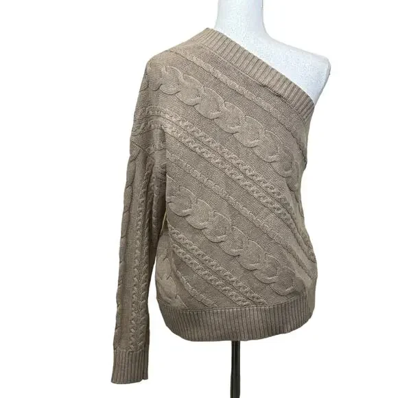 L'Agence Zoey one shoulder cable sweater, medium, minimalist, classic, simple - Picture 3 of 6